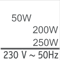 motor power 50 W  – heating power 200 W -  total power 250 W – Voltage 230 V~ 50Hz
