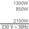 boiler power 1300 W – iron power 850 W – total power 2150 W – Voltage 230 V~ 50Hz